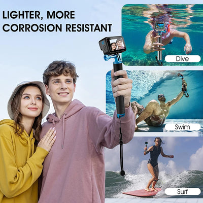 Impugnatura Galleggiante Impermeabile in Fibra Di Carbonio per Gopro Hero 11 10 9 8 7+ Insta360 DJI Osmo E Altre Azioni, Bastone Selfie Subacqueo Adatto per Surf, Snorkeling, Riprese Subacquee