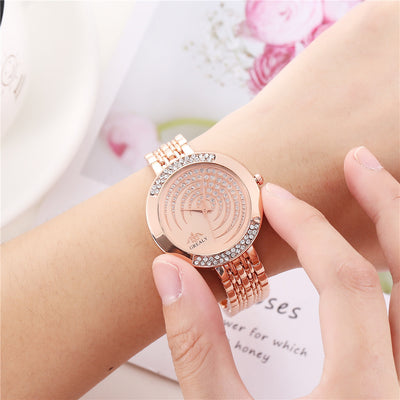 Full Diamond Fashion Alloy Set Creative Dial Steel Band Casual Wrist Watch