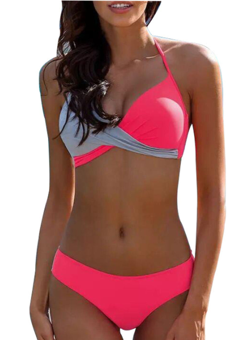 New Swimsuit European and American Sexy Solid Color Split Swimsuit Color Matching Bikini