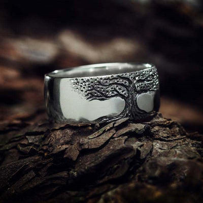 Vintage Engraving Tree of Life Simple Ring