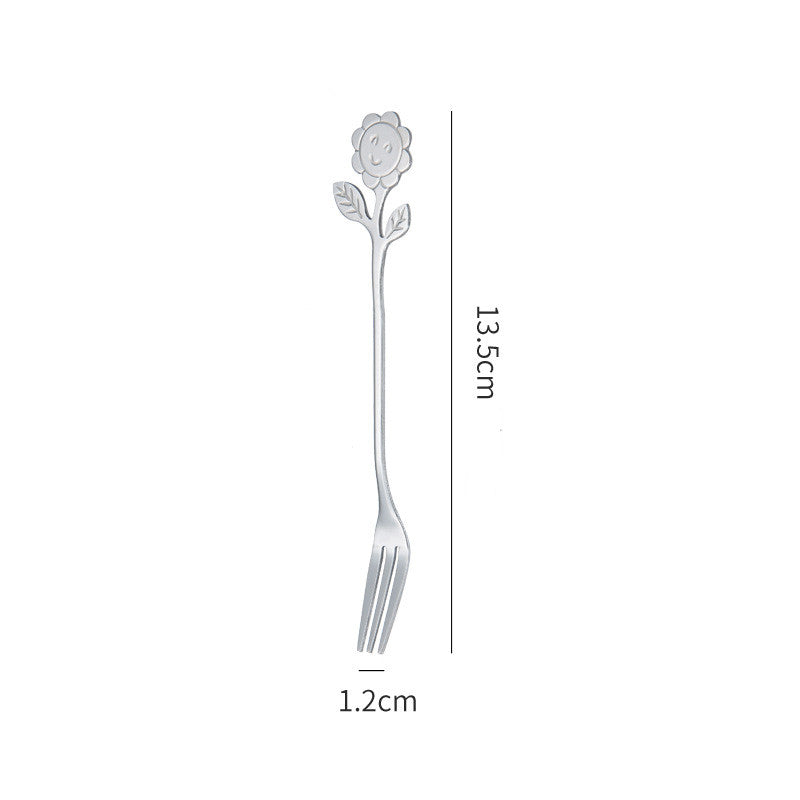 Japanese Style Stainless Steel Cartoon Sunflower Spoon