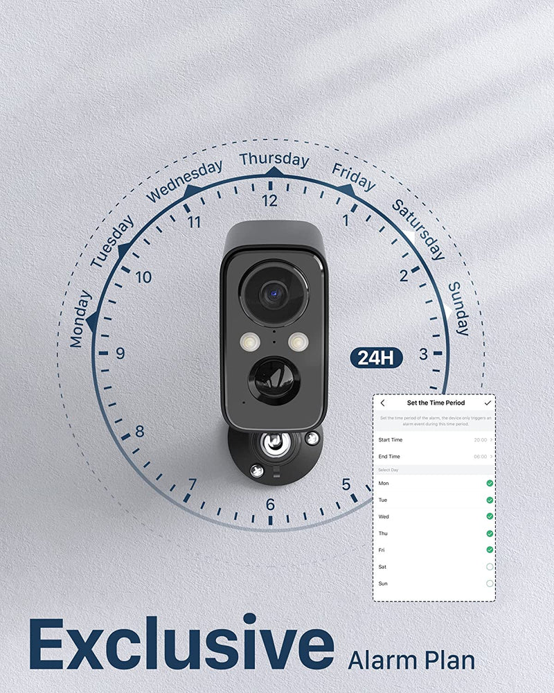 Telecamera Wi-Fi Esterno Con Pannello Solare, Telecamera Wifi Esterno Batteria Senza Fili, Visione Notturna a Colori, Rilevazione Di Movimento PIR, IP66, Audio a 2 Vie