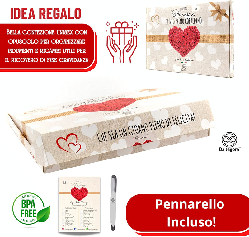 Primina ™ 8 Bustine Corredino Neonato Ospedale- Qualità Made in Italy-Per Borsa Lista Nascita-Sacchi Nascita Ospedale - Regalo per Le Future Mamme Unisex