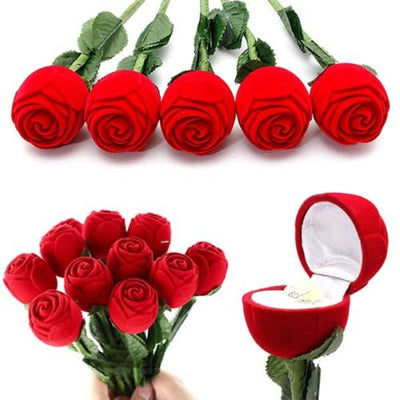 Romantic Red Rose Flower Ring Gift Box for Anniversary Wedding Proposal & Gifts