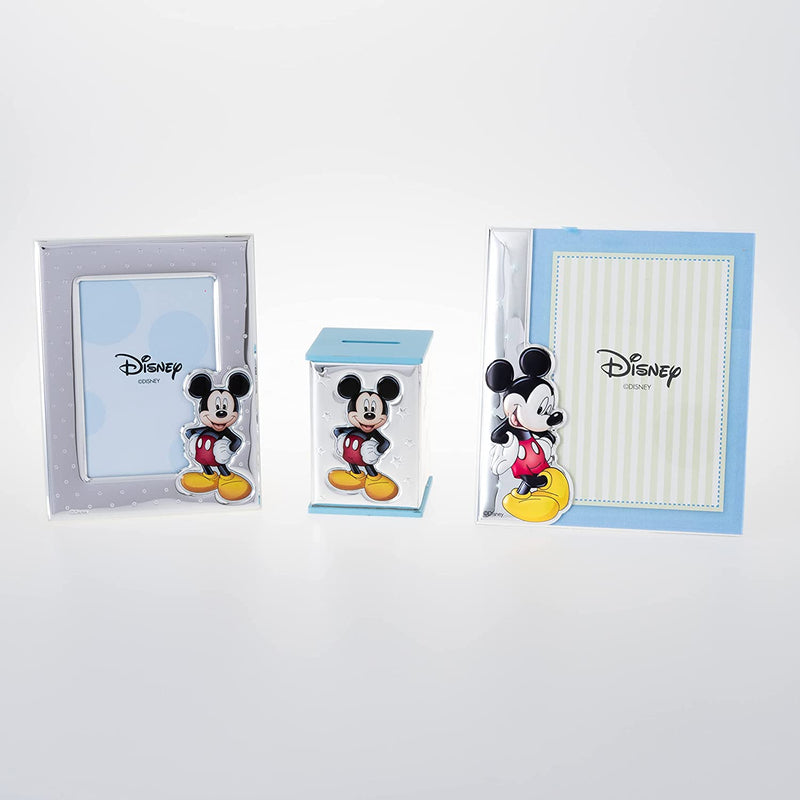 Disney Baby - Salvadanaio Topolino Mickey Mouse Con Lamina Colorata in Argento per Bambini