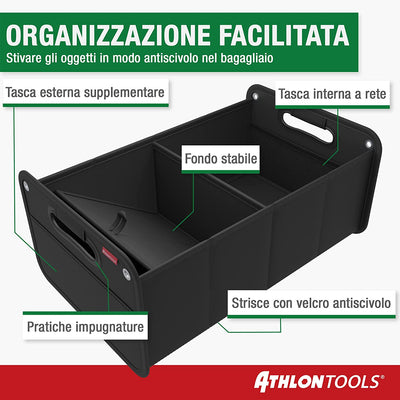 Borsa Pieghevole Organizer per Bagagliaio Dell'Auto, Rinforzata E Stabile, Con Cuscinetti Antiscivolo