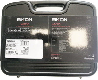 EIKON WM100M - Radio Microfono Professionale Wireless Sistema VHF a Gelato per Canto O Karaoke, Nero