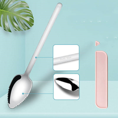 Stainless Steel Sawtooth Scraping Spoon Fruit Scoop Dessert Spoon Tableware Serving for Grapefruit