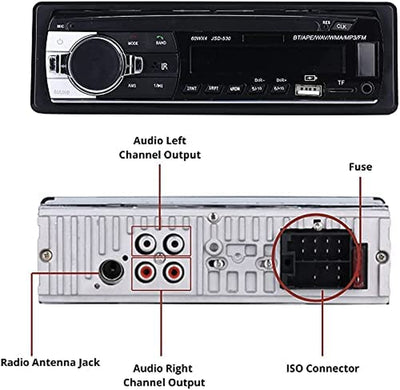 Autoradio Bluetooth 4.0-1 DIN - 4X40W - Funzione AUX, Lettore MP3 E Doppia Porta USB, Suono Stereo FM, Chiamate in Vivavoce, Telecomando, Display LCD, Ios E Android