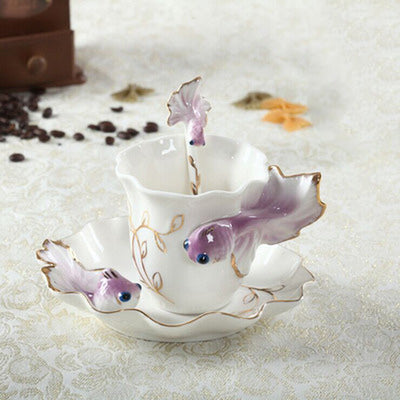 Goldfish Coffee Cup Set Creative Wedding Gift Ceramic Cup