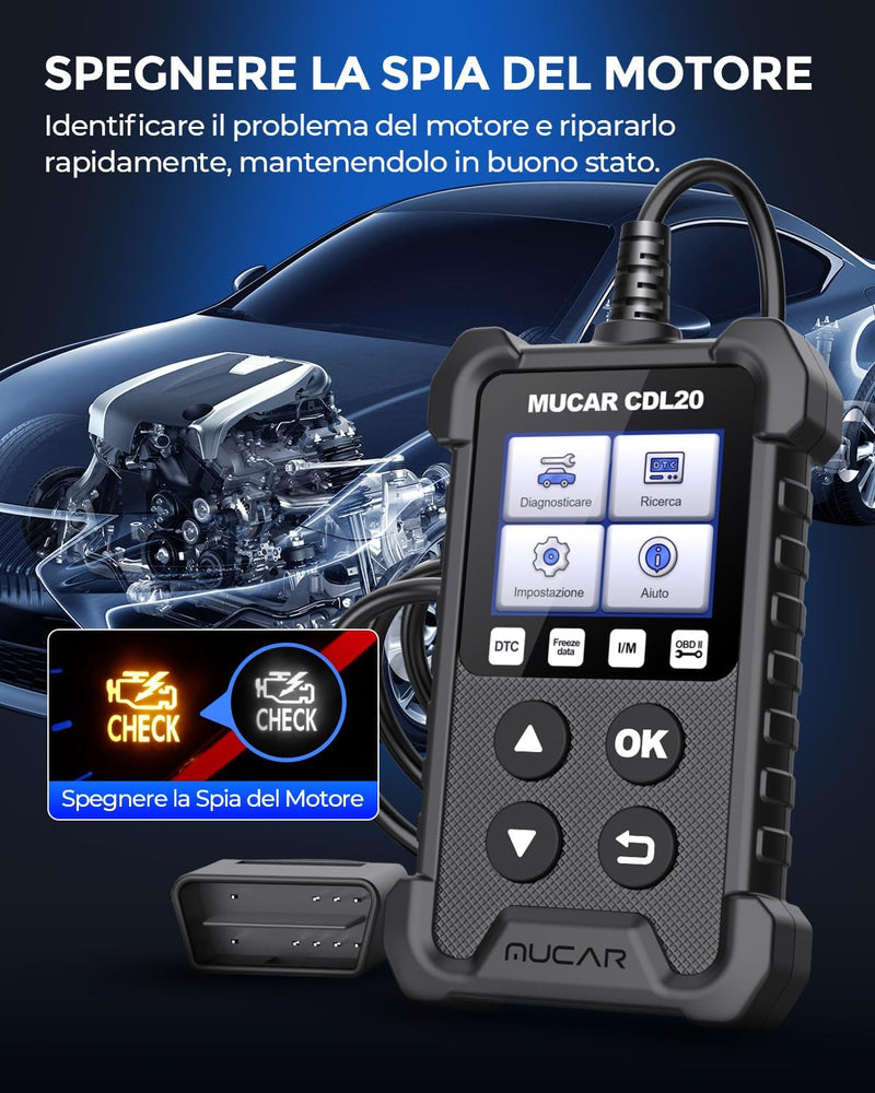 CDL20 Diagnosi Auto Tutte Autodiagnosi OBD2/ EOBD Con Funzioni OBDII Odb2 Diagnostica in Italiano Del Motore Strumento Diagnostica per Autoveico