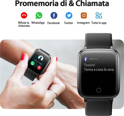 Smartwatch, IP68 Impermeabile,Uomo Donna Fitness, 11 Modalità Sportive, Monitoraggio Del Battito Cardiaco Sonno Ciclo Mestruale Pedometro, Notifiche Whatsapp, Compatibile Con Android/Ios