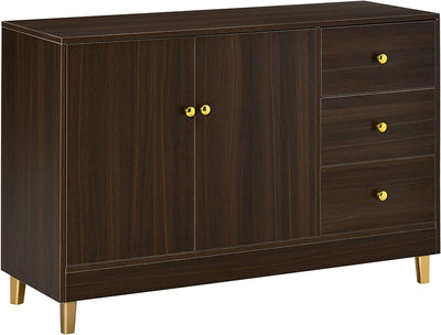 Credenza Moderna Con 3 Cassetti E Ripiano Interno Regolabile, Mobiletto Multiuso in MDF, Adatto a Ogni Spazio Interno, 120X42.5X80Cm, Marrone