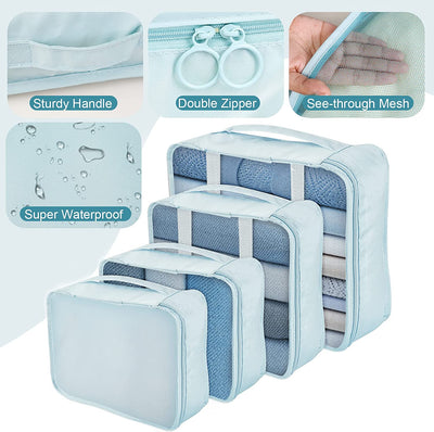 Organizer Valigia Viaggio, 7 Pezzi Organizzatore Valigia Packing Cube Set Viaggio Organizer per I Vestiti, Cosmetici, Scarpe, Intimo