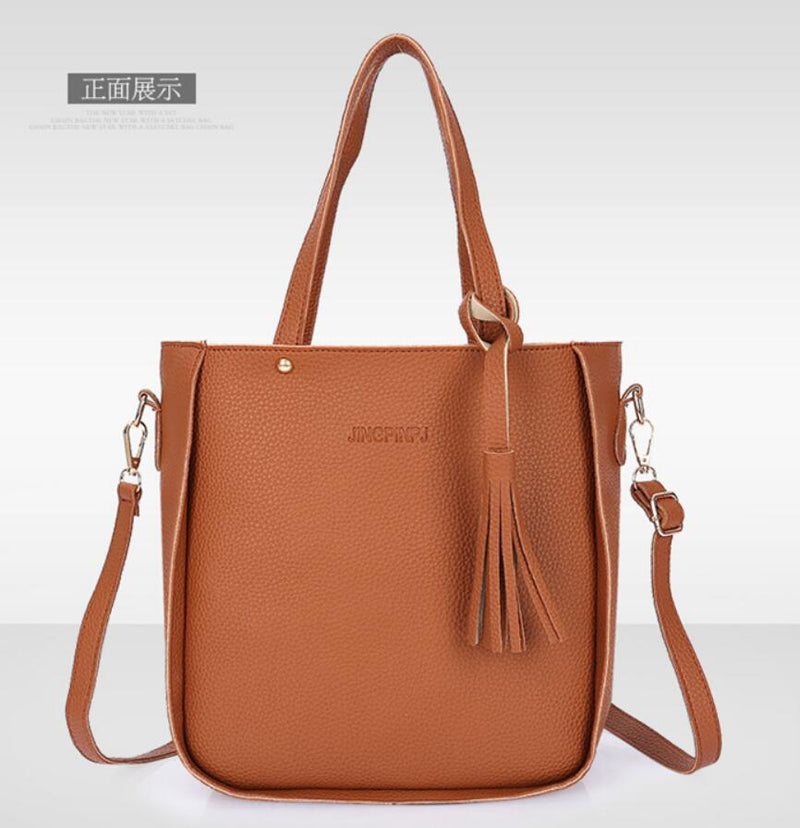 Women Bag Set Top-Handle Big Capacity Female Tassel Handbag Fashion Shoulder Bag Ladies PU Leather Crossbody Bag Bolsas Feminin