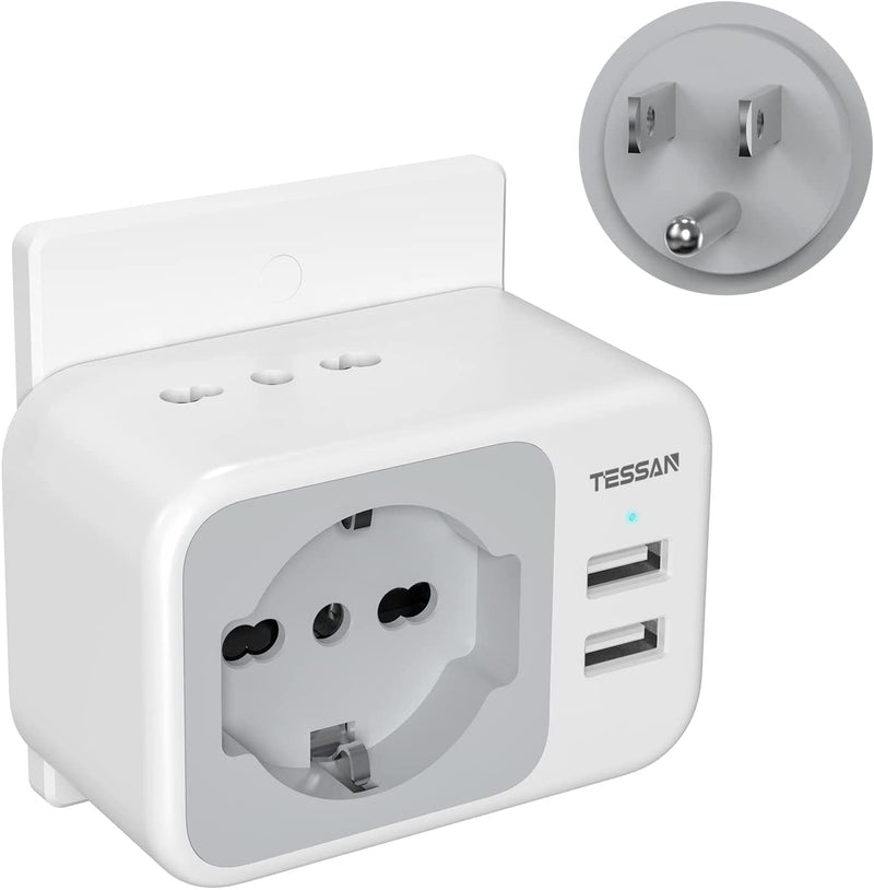 Adattatore Presa Americana Con 2 USB, Adattatore USA Con 2 Prese IT E 1 Presa Schuko, Adattatore Presa USA per America, Canada, Messico, Thailandia, Adattatore Spina Americana Tipo B