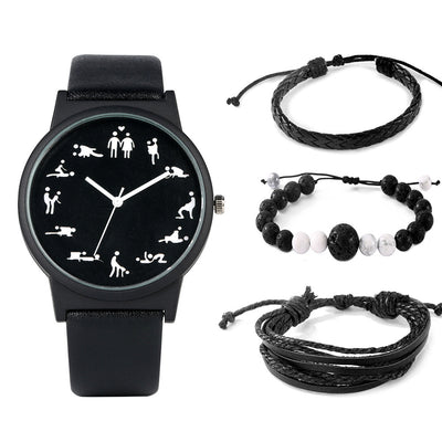 Men'S Gift Box Set Watch Fashion Watch Bracelet Set Quartz