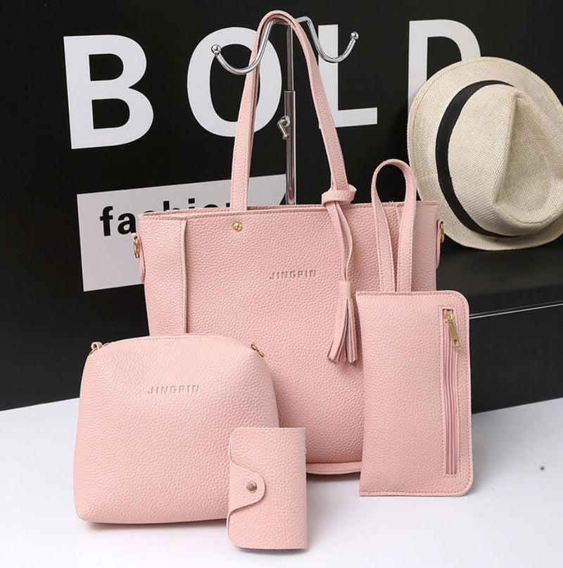 Women Bag Set Top-Handle Big Capacity Female Tassel Handbag Fashion Shoulder Bag Ladies PU Leather Crossbody Bag Bolsas Feminin