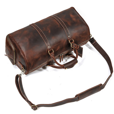 Leather Travel Bag Crazy Horse Leather Retro Duffel Bag