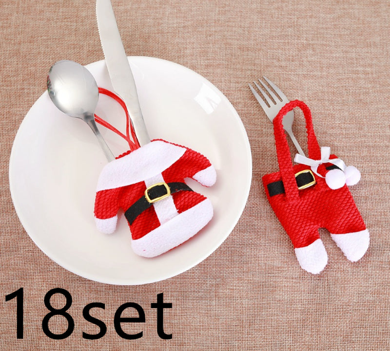 6 Pcs New Year Holder Chirstmas Cutlery Knife Fork Cutlery Set Trousers Skirt 2021 Navidad Christmas Christmas Decorations for Home