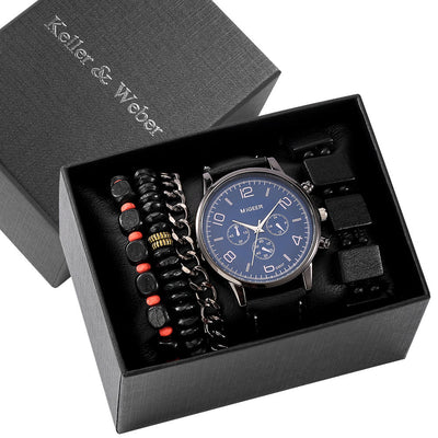 Men'S Gift Box Set Watch Fashion Watch Bracelet Set Quartz