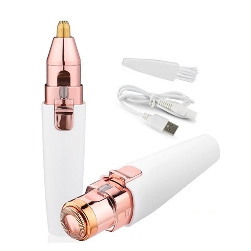 USB Charging Lipstick Shaver 2 in 1 Mini Electric Eyebrow Trimmer Facial Shaver Hair Removal Instrument