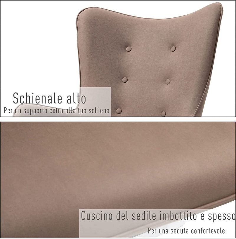 Poltrona Girevole 360° Da Ufficio O Studio, Design Vintage Con Braccioli E Imbottitura, Scamosciata, 71 X 74 X 106Cm