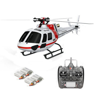 K123 6CH Brushless 3D6G System AS350 Scale RC Helicopter Compatible with FUTAB-A S-FHSS 4PCS 3.7V 500MAH Lipo Battery