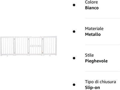 Cancellino per Cani, Recinto per Cani, Cancelletto Di Sicurezza Pieghevole in Legno Di Pino Bianco, 215X75Cm