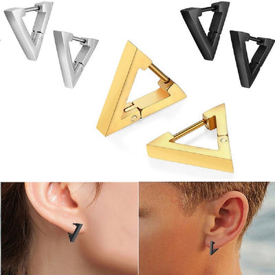 Stainless Steel Creative Hoop Earrings Women Triangular Earrings Fashion Jewelry Huggie Men Punk Hiphop