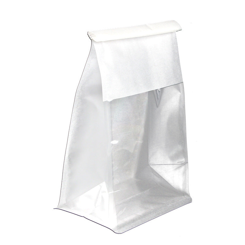 Eight Side Seal Transparent Bread Bag White Kraft Paper Bag Food Packaging Bag