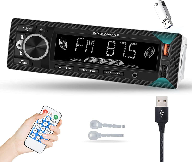 Autoradio Bluetooth Vivavoce, 1 Din Radio Auto Stereo 4 X 60W Funzione AUX, Lettore MP3 E Doppia Porta USB, Suono Stereo FM, Chiamate in Vivavoce, Telecomando, Display LCD