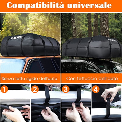 425L Borsa Portatutto per Tetto Dell'Auto Car Rooftop Cargo Bag Sacchetto Di Carico Del Sacchetto Di Tetto Dell'Automobile Impermeabile Durable Box Box Da Tetto per Viaggi, Nero