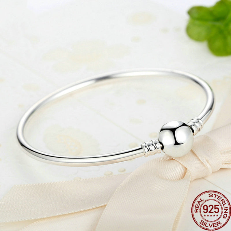 925 Sterling Silver Fashion Bracelet Simple Snake Bone Bracelet DIY Sterling Silver Beads Sterling Silver Bracelet Personality Accessories