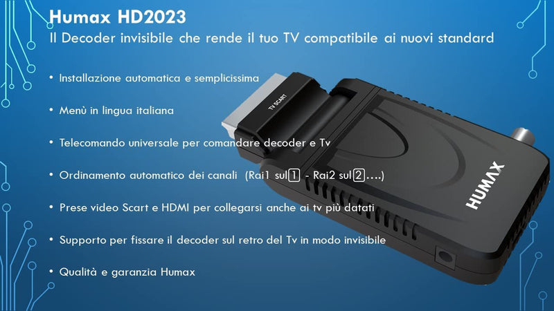 - Decoder Digitale Terrestre DVB-T2 HD-2023T2 Digimax Nano Con Telecomando 2 in 1 per Controllare Il TV