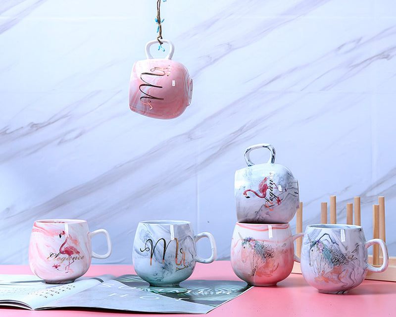 Ins Marble Pattern Couple Ceramic Cup