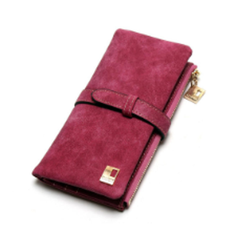 Korean Version of the Retro Matte Leather Two-Fold Draw Long Wallet Multi-Card Lady Wallet