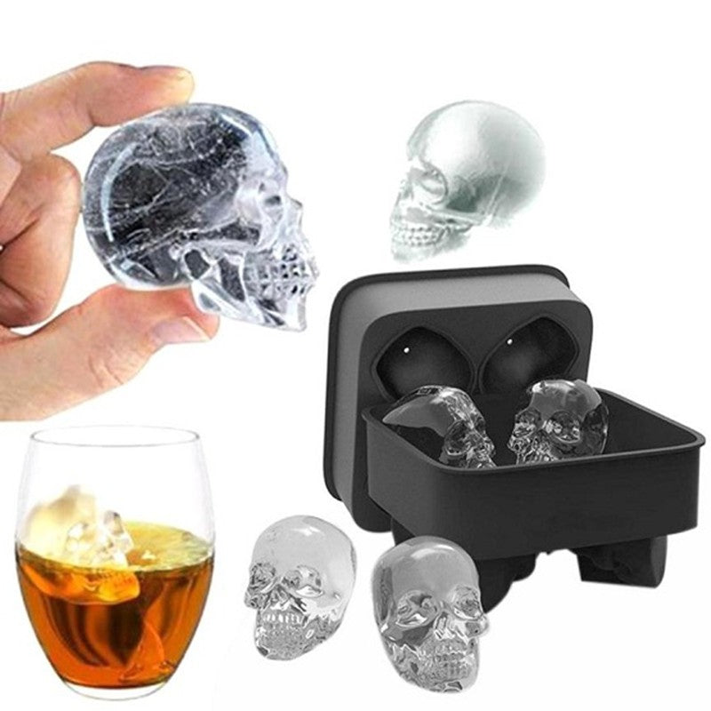 Creative 3D Skull Mold Ice Cube Tray Silicone Mold Soap Candle Moulds Sugar Craft Tools Bakeware Chocolate Moulds