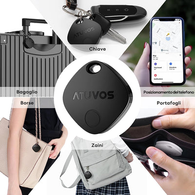 Smart Tracker Tag, Bluetooth Localizzatore Compatibile Con Apple Dov'È (Solo Ios), Trova Oggetti E Chiavi/Bagagli/Valigie/Zaini/Portafogli, Batteria Sostituibile, IP67 Impermeabile,1 Pezzo Nero