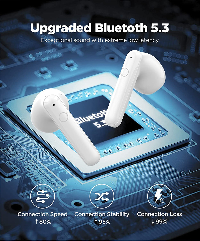 Cuffie Bluetooth, Auricolari Bluetooth 5.3 Con Bassi Immersivi, Ricarica USB-C, 4 Mic Auricolari Con Filo, Cuffie Wireless in Ear Con Controllo Touch, Riproduzione Di 30 Ore, IPX5 Impermeabile