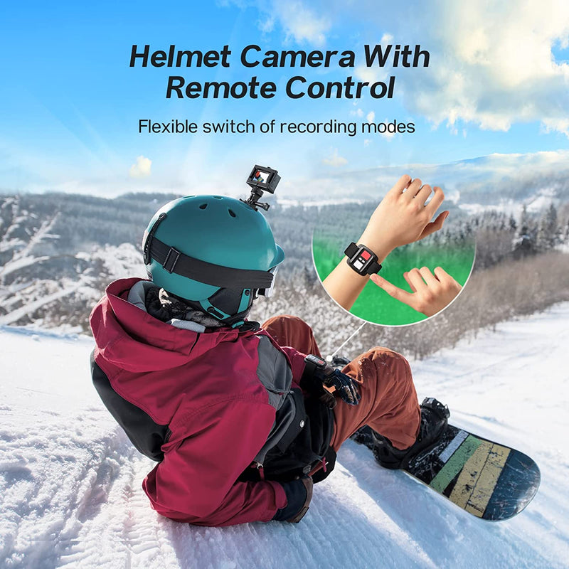 Action Cam 4K 30FPS 20MP Fotocamera Subacquea 40M Impermeabile Con Kit Di Accessori per Microfono Con Telecomando E 2 Batterie Videocamera per Casco Da Moto per Snorkeling Bicicletta E Vlog