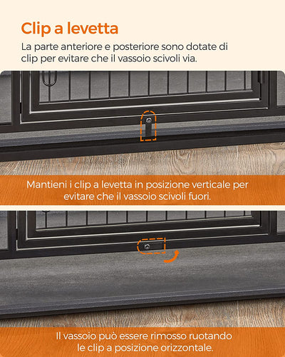 Gabbia per Cani Pesanti, Casetta per Animali Domestici, 107 X 70 X 74,9 Cm, per Cani Di Taglia Grande E Media, Anti-Fuga, Doppio Sportello Rimovibile, Facile Da Pulire, XL, Nero