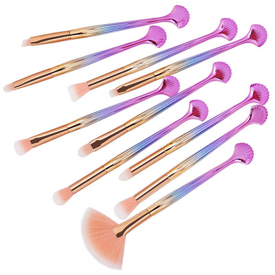 The Shell Makeup Brush Set - Purple Bristles