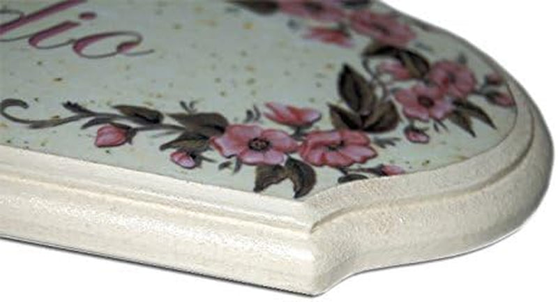 Targa per Porta Camera Shabby Chic Country Decoro Fiori Rosa (Bagno Dec. 10)