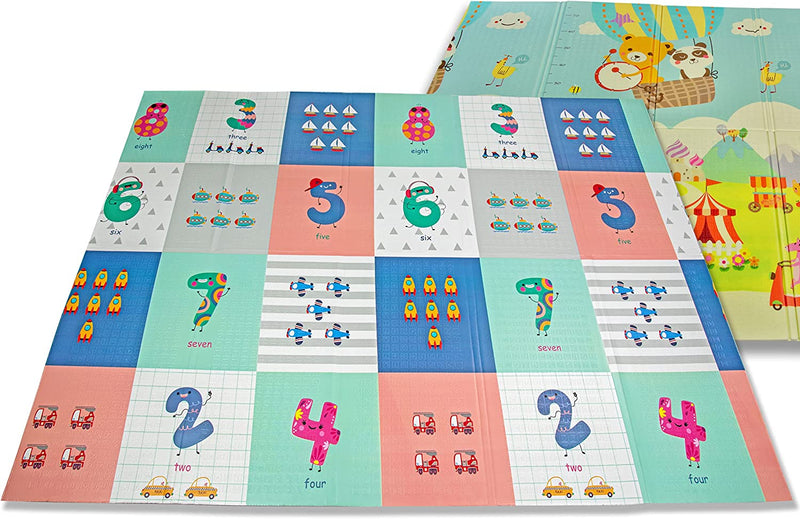 - Tappeto Gioco Pieghevole per Bambini, 200X150X1 Cm, Colore Verde E Azzurro, 67082