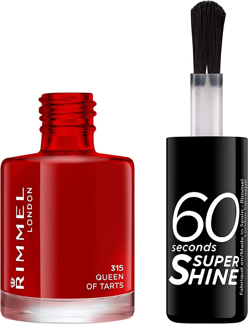 Smalto Unghie 60 Seconds Super Shine - Asciugatura Rapida E Lunga Durata - 315 Queen of Tarts! (Rosso Classico) - 8 Ml