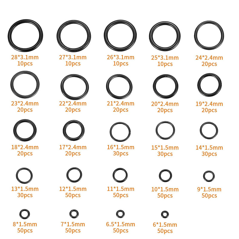 , 740 Pezzi O-Ring in Gomma Assortimento, Guarnizioni Piombatura Guarnizioni Kit, O Ring Rondelle, Anelli Di Tenuta in Gomma Idraulica per Riparazione Auto Officina Idraulica