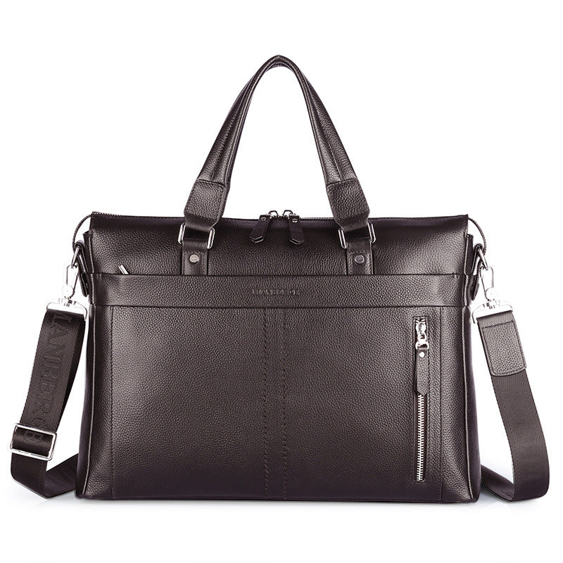 Manbers Brand Real Leather Business and Leisure Handbag Official Document of Baotou Layer Men&