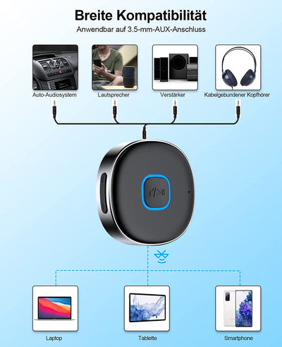 Ricevitore Bluetooth Auto AUX, Adattatore Bluetooth 5.0 Aux Cancellazione Del Rumore Jack 3,5 Mm,Chiamate in Vivavoce,Cuffie Cablate,Auto Altoparlanti