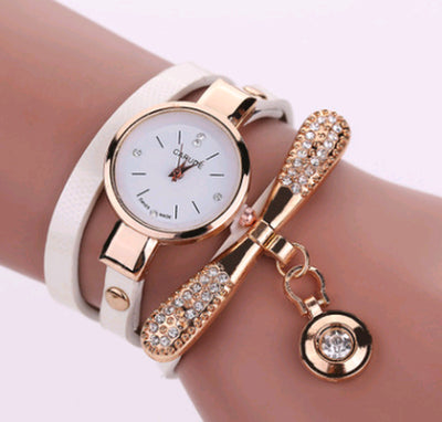 Thin Belt Fashion Ladies Watch Casual Three-Ring Winding Bracelet Watch Women'S Fashion Quartz Watch